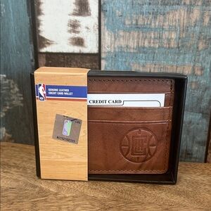 NBA Clippers  Brown Leather Credit Card Holder